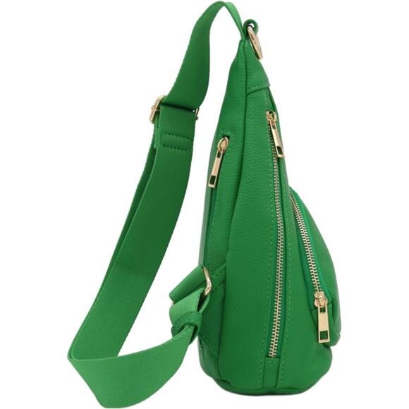 Lightweight Small Triangle Pebbled Soft PU Leather Sling Crossbody Bag - Picture 3 of 6